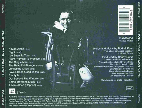 Frank Sinatra : A Man Alone (The Words & Music Of McKuen) (CD, Album, RE)