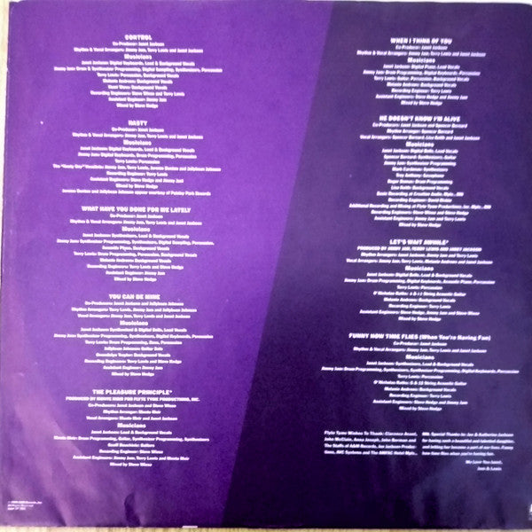 Janet Jackson : Control (LP, Album, RE)