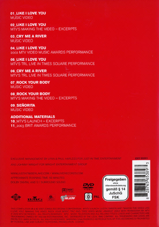 Justin Timberlake : Justified The Videos (DVD, Comp, PAL)