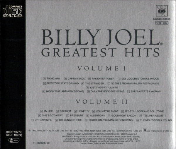 Billy Joel : Greatest Hits Volume I & Volume II (2xCD, Comp)