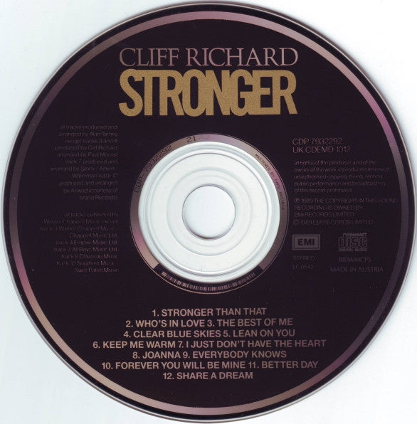 Cliff Richard : Stronger (CD, Album)