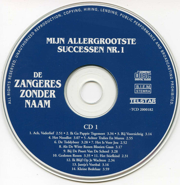 Zangeres Zonder Naam : Mijn Allergrootste Successen Nr. 1 (2xCD, Comp)