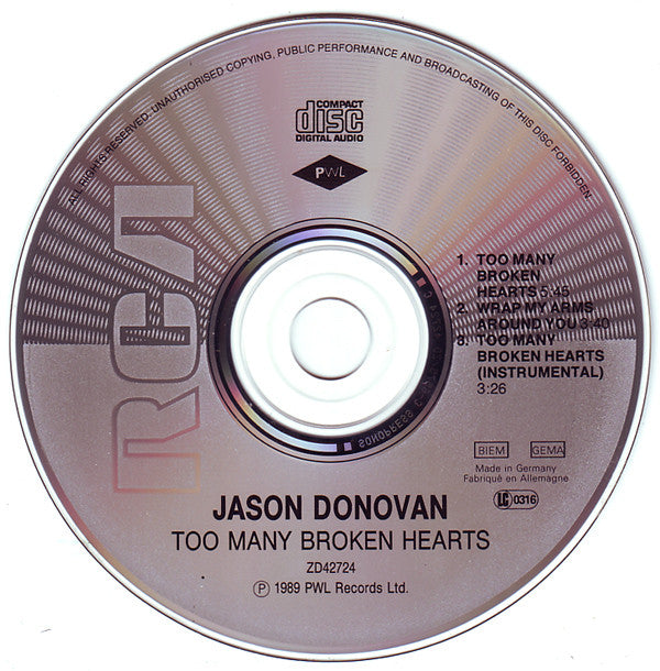 Jason Donovan : Too Many Broken Hearts (CD, Maxi)
