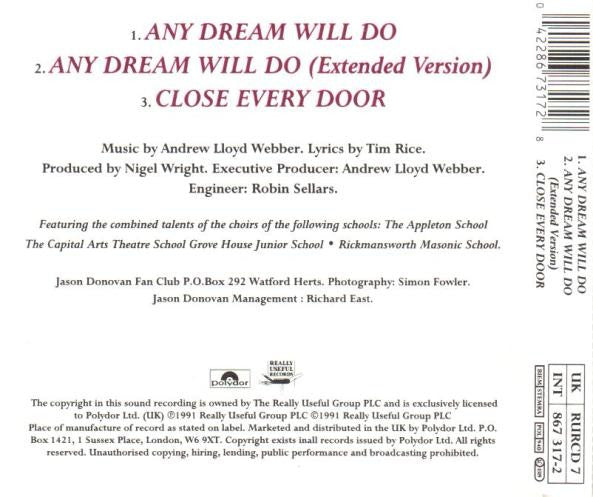 Jason Donovan : Any Dream Will Do (CD, Maxi)