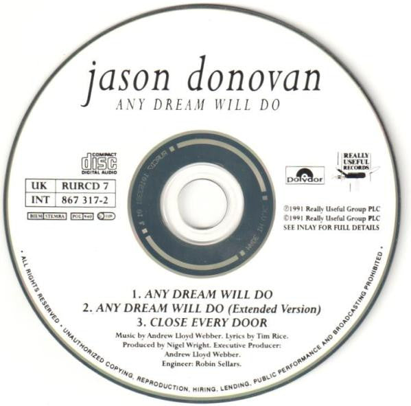 Jason Donovan : Any Dream Will Do (CD, Maxi)