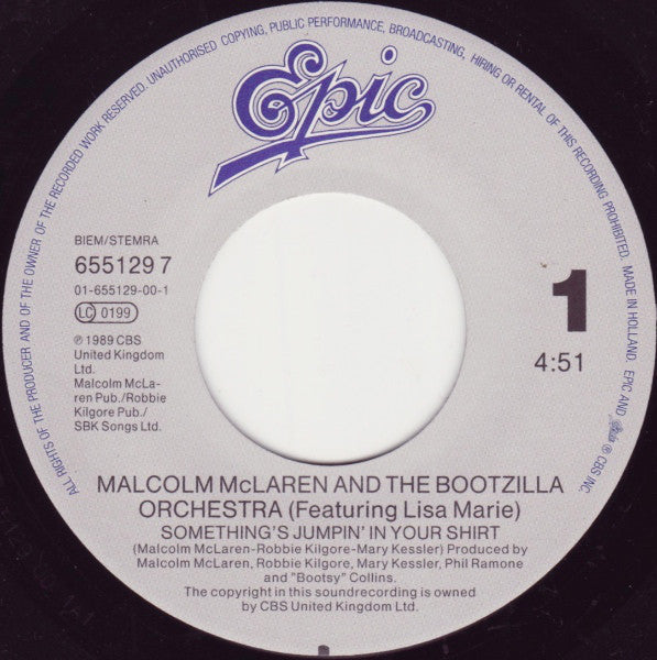 Lisa Marie With Malcolm McLaren And The Bootzilla Orchestra : Something's Jumpin' In Your Shirt (7", Single)