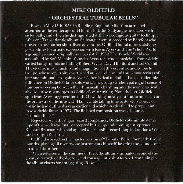 Royal Philharmonic Orchestra With Mike Oldfield Conducted By David Bedford : The Orchestral Tubular Bells (CD, Album, RE)