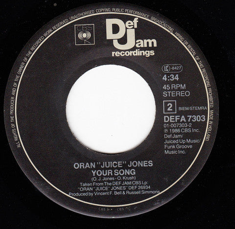 Oran "Juice" Jones* : The Rain (7", Single)