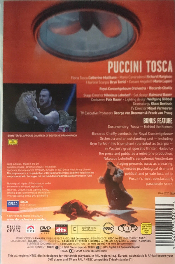 Giacomo Puccini, Catherine Malfitano, Bryn Terfel, Richard Margison, Nederlands Opera Koor, Concertgebouworkest, Riccardo Chailly : Tosca (DVD-V, NTSC, DTS)