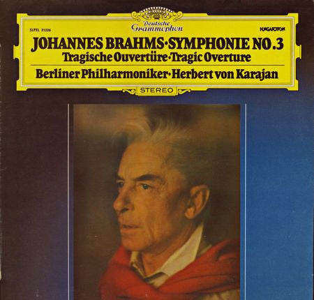 Johannes Brahms / Herbert von Karajan, Berliner Philharmoniker : Symphonie No.3 Tragische Ouvertüre = Tragic Overture (LP)