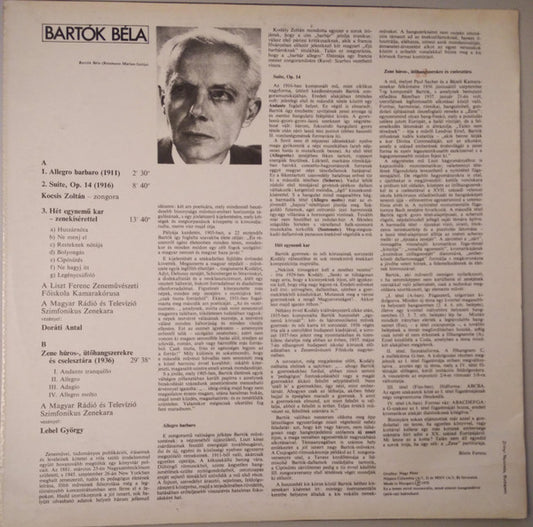 Béla Bartók : Szereti Ön...? (Szereti Ön Bartókot) (LP)
