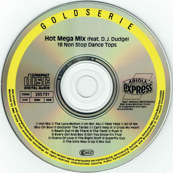 Unknown Artist Feat. D.J. Dudge : Hot Mega Mix - 18 Non Stop Dance Tops (Feat. D.J. Dudge) (CD, Comp)