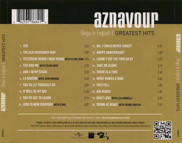 Charles Aznavour : Sings In English | Greatest Hits (CD, Comp)