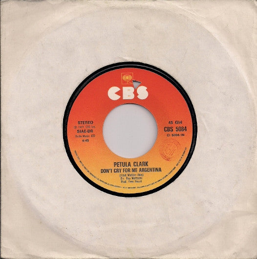 Petula Clark : Don't Cry For Me Argentina (7")