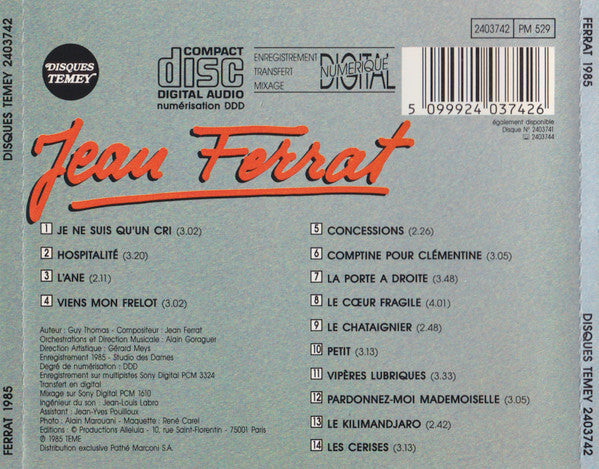 Jean Ferrat : Je Ne Suis Qu'Un Cri (CD, Album)