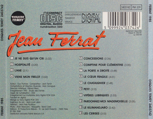 Jean Ferrat : Je Ne Suis Qu'Un Cri (CD, Album)