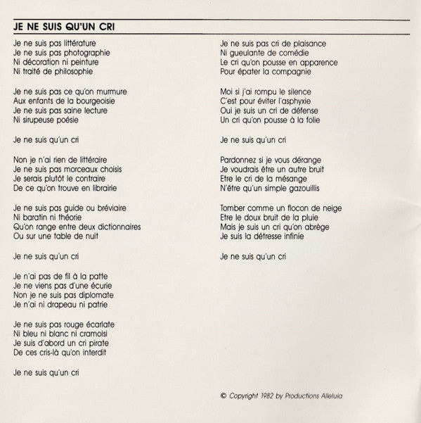 Jean Ferrat : Je Ne Suis Qu'Un Cri (CD, Album)