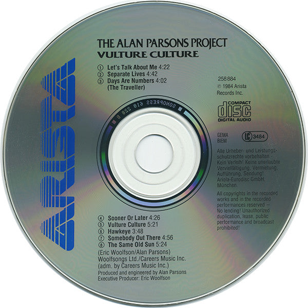 The Alan Parsons Project : Vulture Culture (CD, Album, RE)