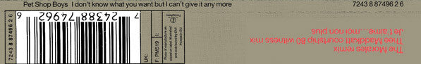 Pet Shop Boys : I Don't Know What You Want But I Can't Give It Any More (CD, Maxi)