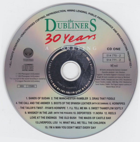 The Dubliners : 30 Years A-Greying (2xCD, Album)