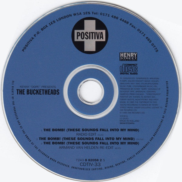 Kenny "Dope" Gonzalez Presents The Bucketheads : The Bomb! (These Sounds Fall Into My Mind) (CD, Single)