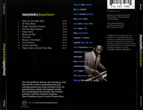Jimmy Smith : Jimmy Smith's Finest Hour (CD, Comp, RE, RP)