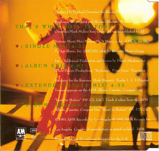 Amy Grant : That's What Love Is For (CD, Single)