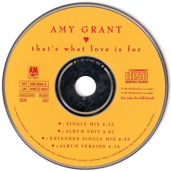 Amy Grant : That's What Love Is For (CD, Single)