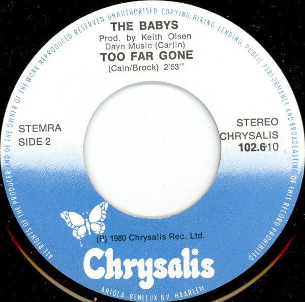 The Babys : Turn And Walk Away (7", Single)