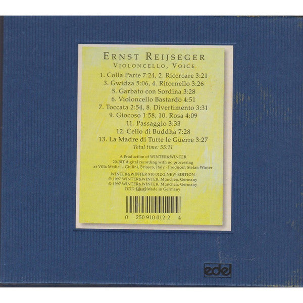 Ernst Reijseger : Colla Parte:  Versioni Per Violoncello Solo (CD)