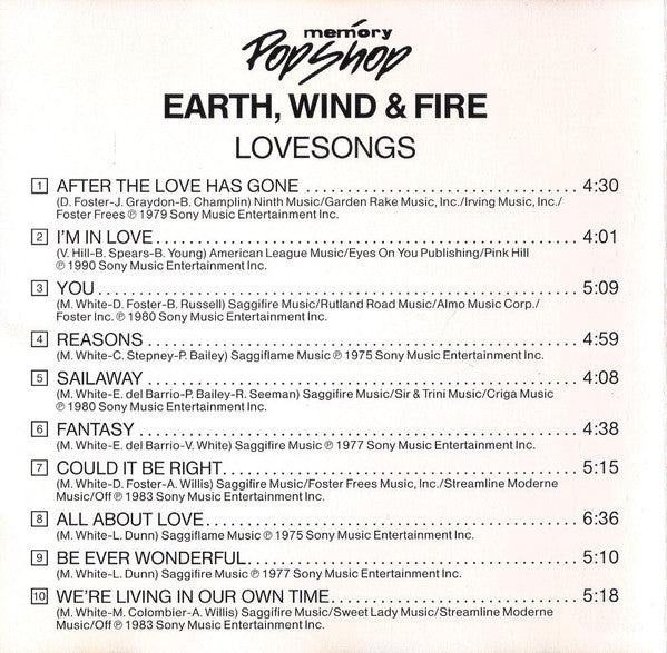 Earth, Wind & Fire : The Love Songs (CD, Comp)