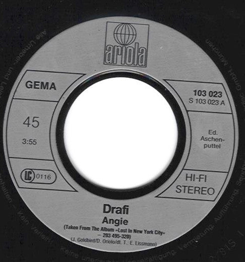 Drafi Deutscher : Angie / Nice Little Woman (7", Single)