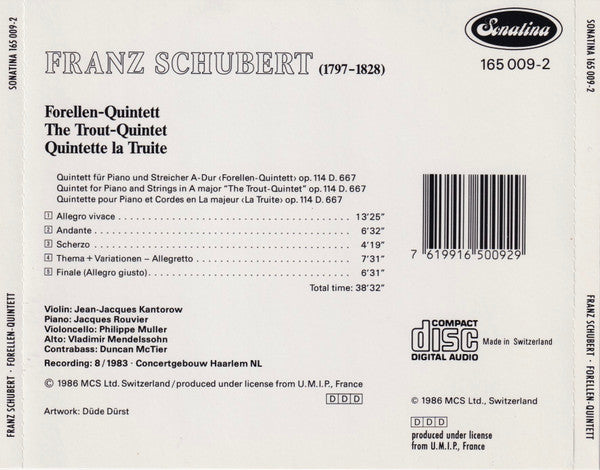Franz Schubert : Forellen-Quintett • The Trout Quintet • Quintette La Truite (CD)