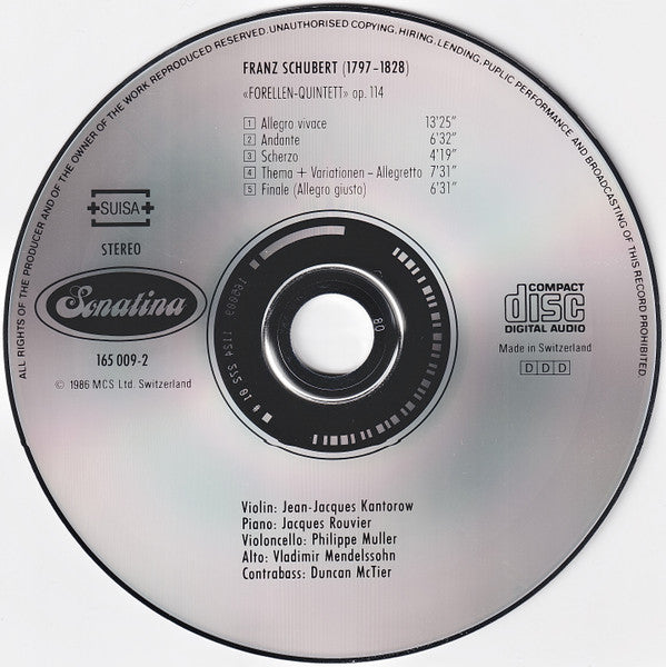 Franz Schubert : Forellen-Quintett • The Trout Quintet • Quintette La Truite (CD)