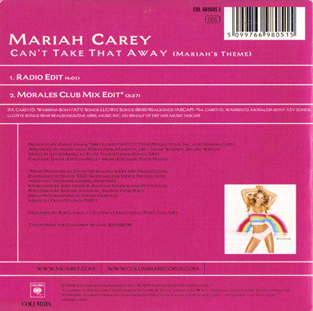Mariah Carey : Can't Take That Away (Mariah's Theme) (CD, Single, Car)