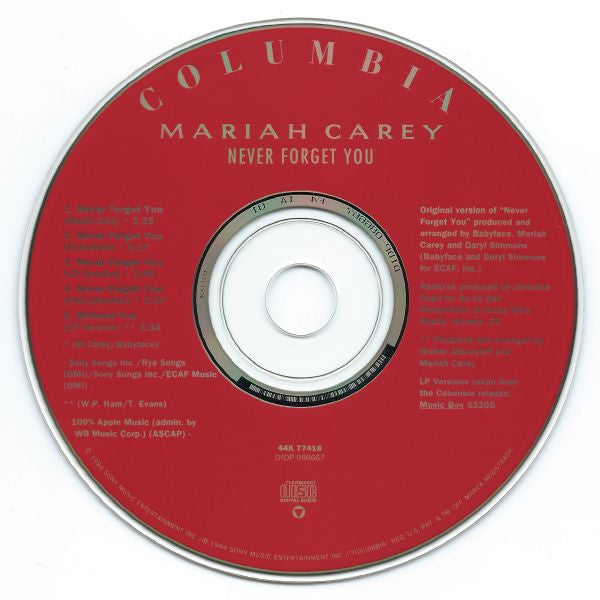Mariah Carey : Never Forget You (CD, Maxi, RE)