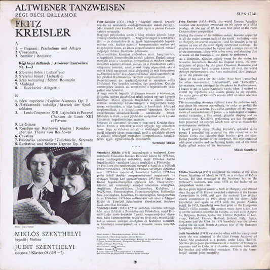 Fritz Kreisler, Miklos Szenthelyi, Judit Szenthelyi : Altwiener Tanzweisen (LP)