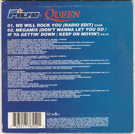 Five + Queen : We Will Rock You (CD, Single)