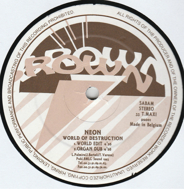 Neon : World Of Destruction (12", Maxi)