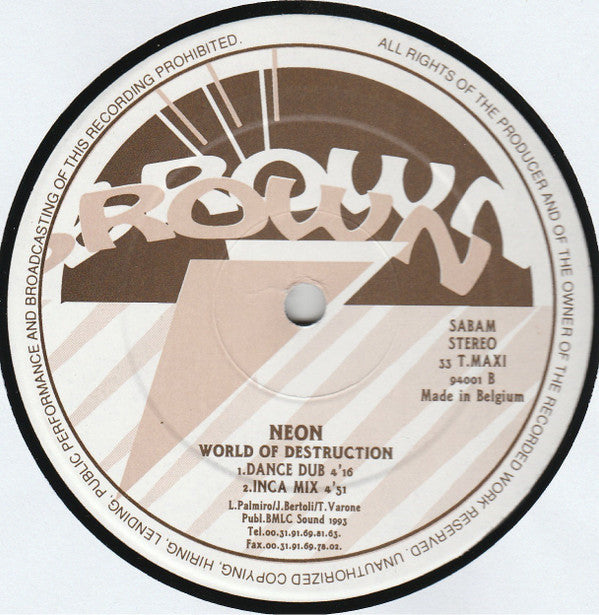 Neon : World Of Destruction (12", Maxi)