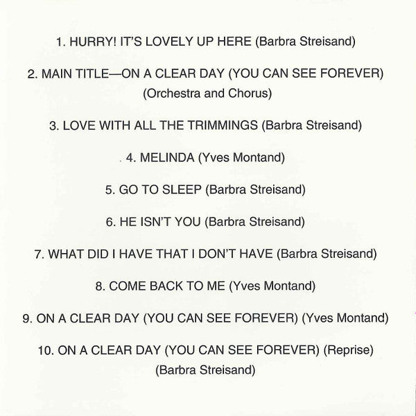 Barbra Streisand, Yves Montand : On A Clear Day You Can See Forever (CD, Album, RE, RM)