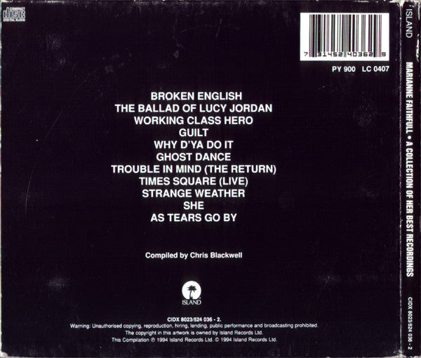 Marianne Faithfull : A Collection Of Her Best Recordings (CD, Comp, Dig)