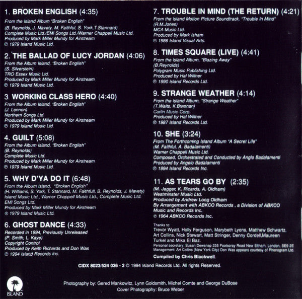 Marianne Faithfull : A Collection Of Her Best Recordings (CD, Comp, Dig)