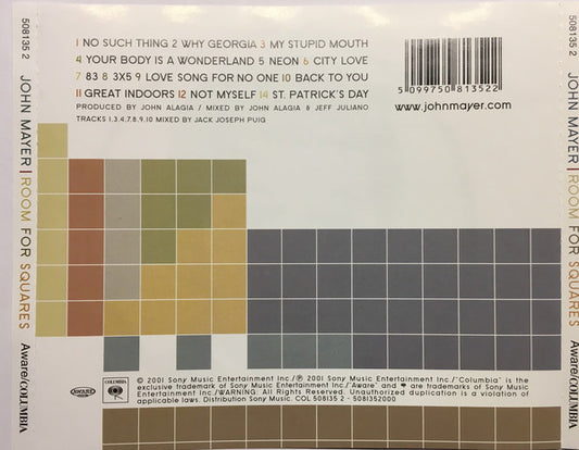 John Mayer : Room For Squares (CD, Album)