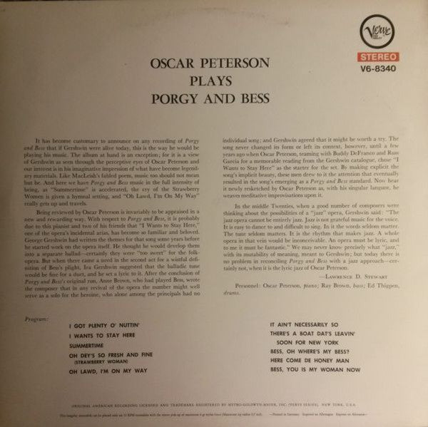Oscar Peterson : Plays Porgy And Bess (LP, Album)