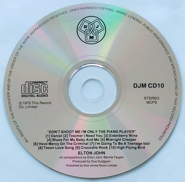 Elton John : Don't Shoot Me I'm Only The Piano Player (CD, Album, RE)