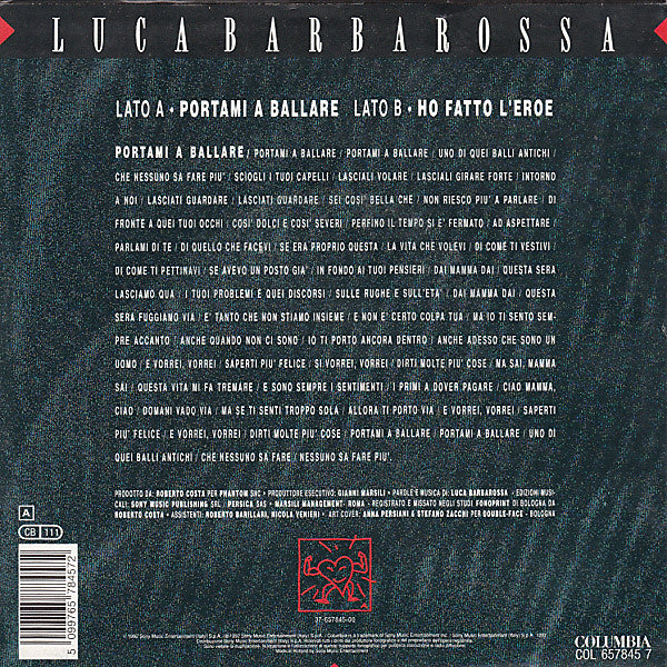 Luca Barbarossa : Portami  A Ballare (7", Single)