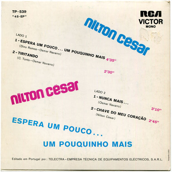 Nilton Cesar : Espera Um Pouco... Um Pouquinho Mais (7", EP, Mono)
