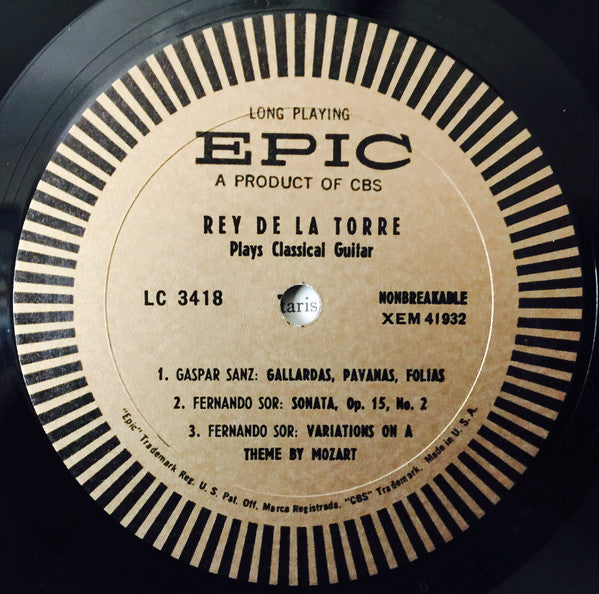 Rey De La Torre : Plays Classical Guitar (LP, Album)
