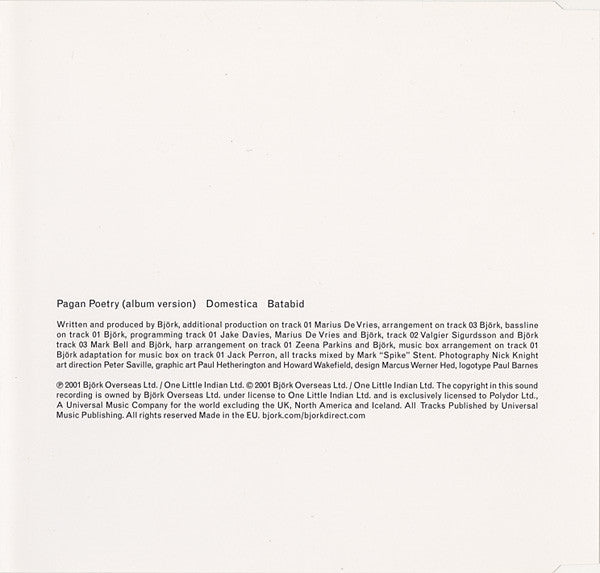 Björk : Pagan Poetry (CD, Single, CD2)